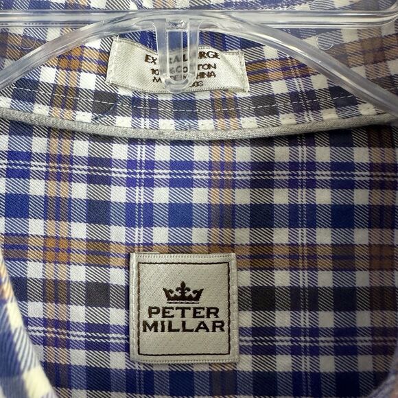 Peter Millar Button Down Shirt Long Sleeve XL Multicolor Plaid Pocket - Picture 4 of 8